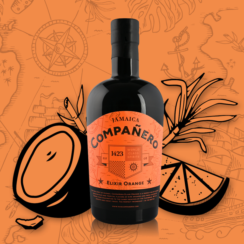 Compañero Elixir Orange -  lahodný rumový likér s chuťou pomaranča a kokosu. 